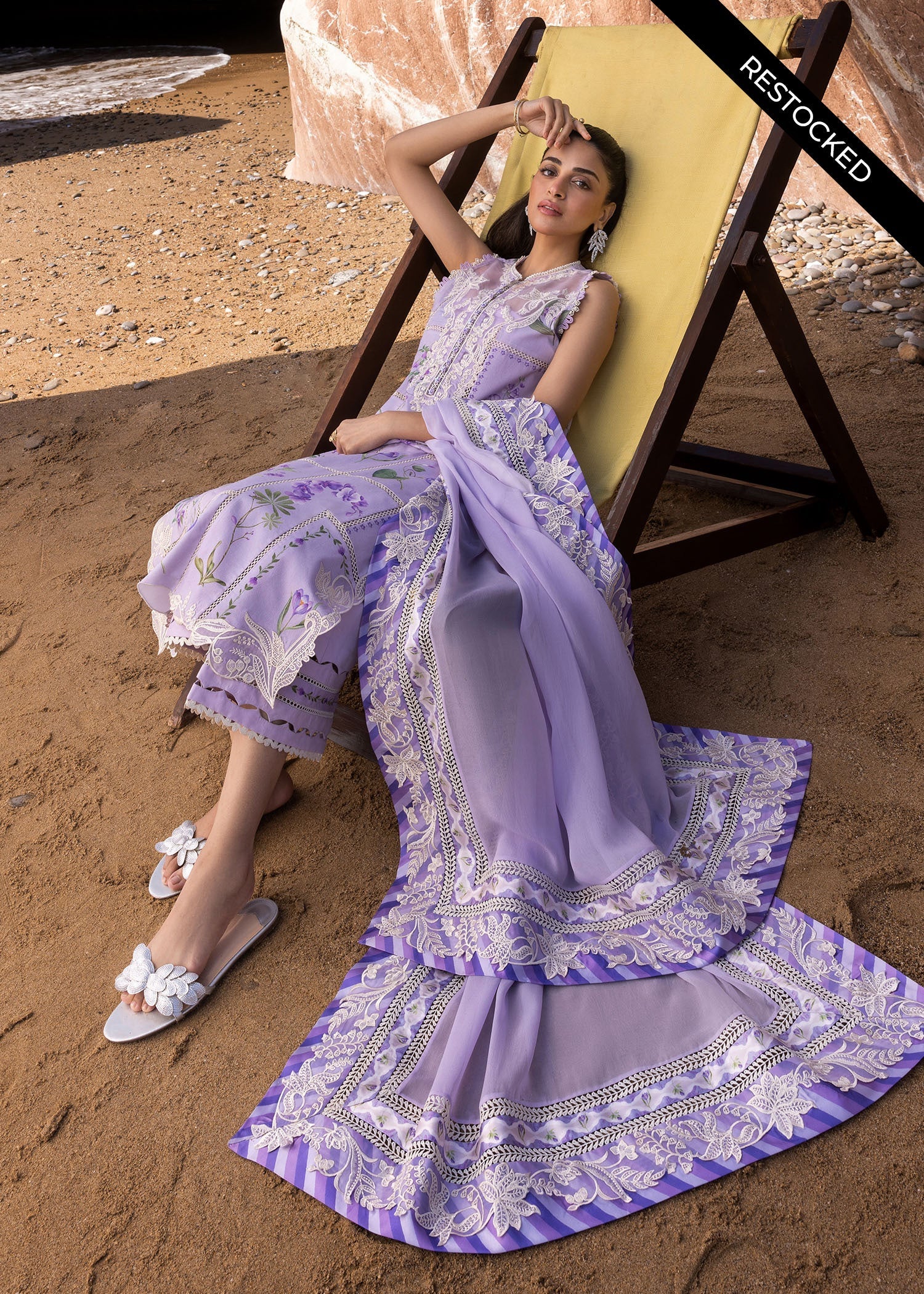 A GIRL IN THE GARDEN BY CRIMSON | ELEGANTLY MULTI DIGITAL PRINTED WITH FULLY HEAVY CHICKENKARI WORK & MULTI THREAD EMBROIDERED LAWN | UNSTITCHED 3-PIECE SUIT | D-07-A