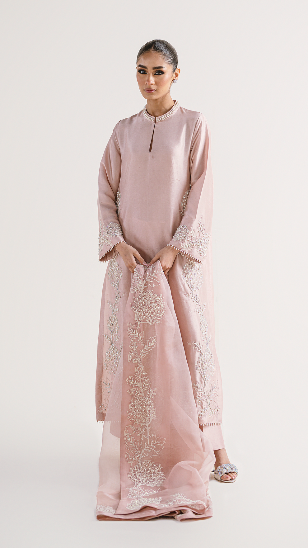 CROSS STITCH  | LUXURY LAVA SILK DRESS | FULLY HEAVY EMBROIDERED MOTI WORK | UNSTITCHED 3-PIECE SUIT