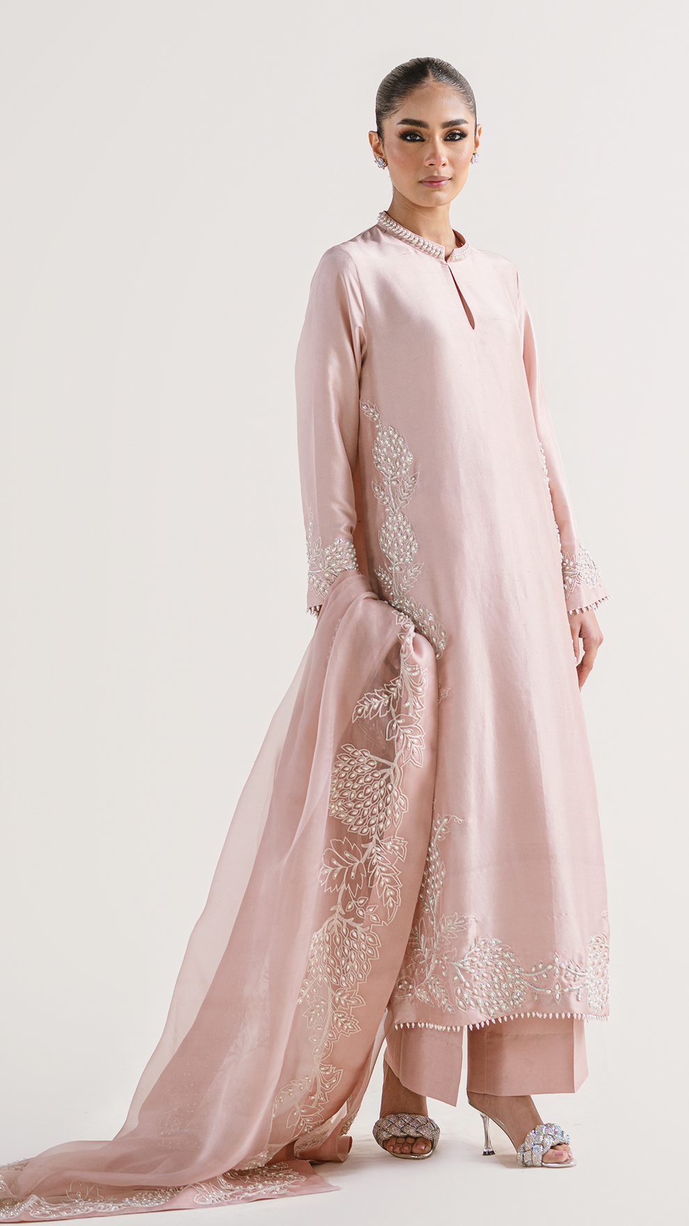 CROSS STITCH  | LUXURY LAVA SILK DRESS | FULLY HEAVY EMBROIDERED MOTI WORK | UNSTITCHED 3-PIECE SUIT