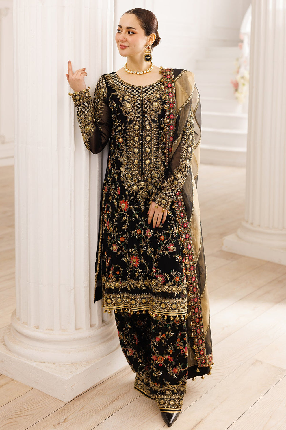 DASTAN-E-JASHAN BY CHARIZMA | EXUDES A SENSE OF MODERN ROYALTY | PREMIUM HANDMADE EMBELLISHMENT EMBROIDERED SEQUENCE WORK CHIFFON SHIRT | UNSTITCHED 3-PIECE SUIT | DJ5-03