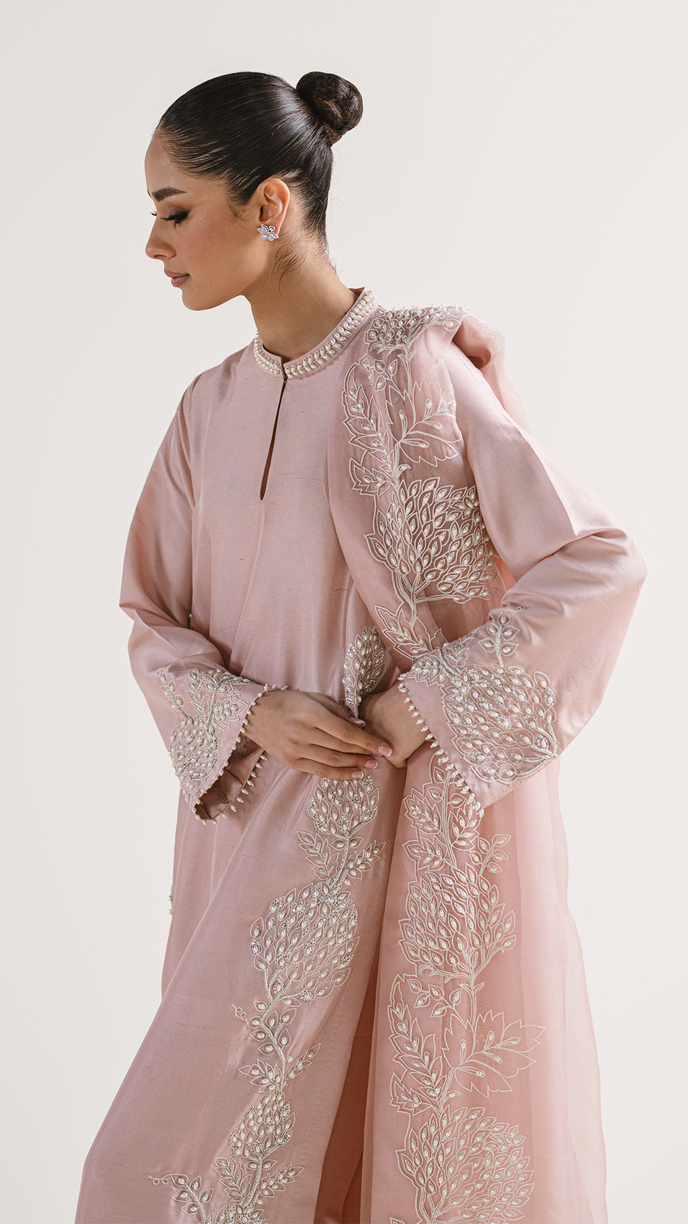 CROSS STITCH  | LUXURY LAVA SILK DRESS | FULLY HEAVY EMBROIDERED MOTI WORK | UNSTITCHED 3-PIECE SUIT