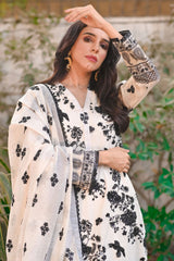 DESIGNER DRESS | HAND EMBELLISHMENT FULLY HEAVY THREAD EMBROIDERED SEQUENCE WORK WITH ATTACHED PEARL'S CHIFFON DRESS | UNSTITCHED 3-PIECE SUIT