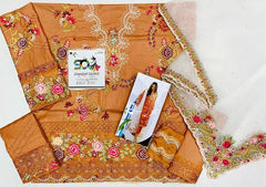 Sana Safinaz Peach Embroidered Luxury Lawn Collection Replica