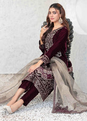 VELVET REVERIE BY TAWAKKAL EMBROIDERED SUITS UNSTITCHED 3 PIECE - WINTER COLLECTION