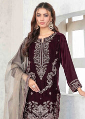 VELVET REVERIE BY TAWAKKAL EMBROIDERED SUITS UNSTITCHED 3 PIECE - WINTER COLLECTION