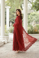 MARIA.B | ELEGANTLY FULLY HEAVY THREAD EMBROIDERED SEQUENCE WORK WITH PEARL'S WORK, MOTI WORK, STONE WORK & LAZER CUT DESIGN CHIFFON DRESS | UNSTITCHED 3-PIECE SUIT | VOL-24-D5