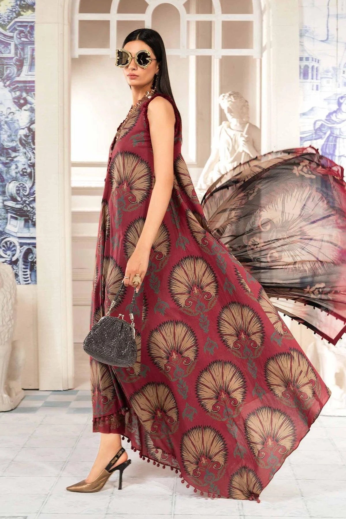 Maria B Maroon Digital Printed Lawn Collection Replica