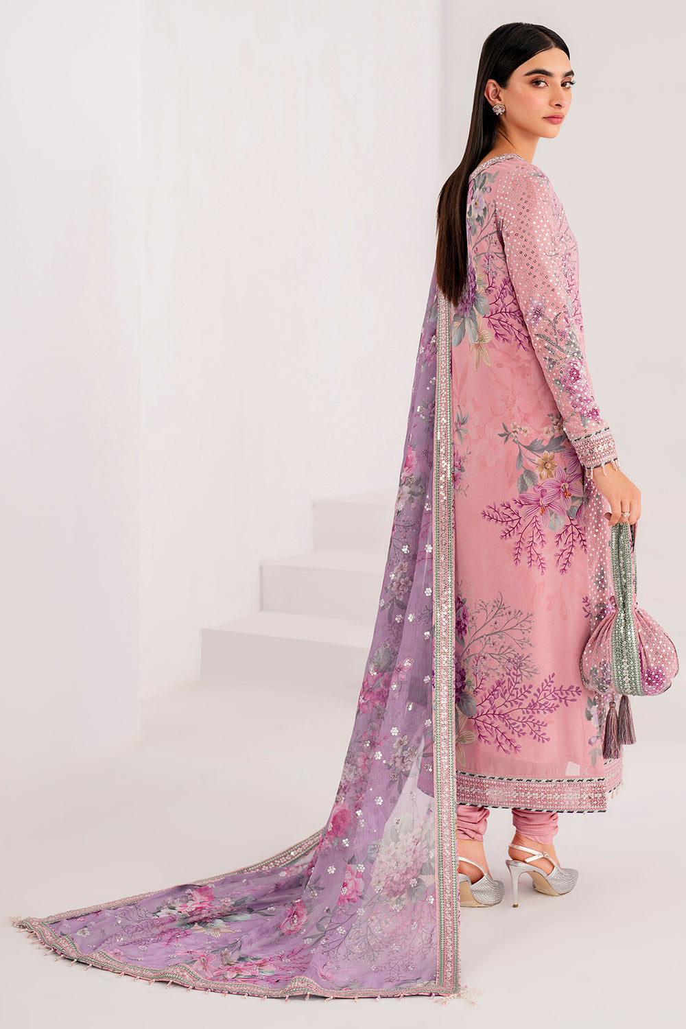 JAZMIN | CHIFFON DIGITAL PRINTED WITH SEQ EMBROIDERED WORK | UNSTITCHED 3-PIECE SUIT | UC-3061