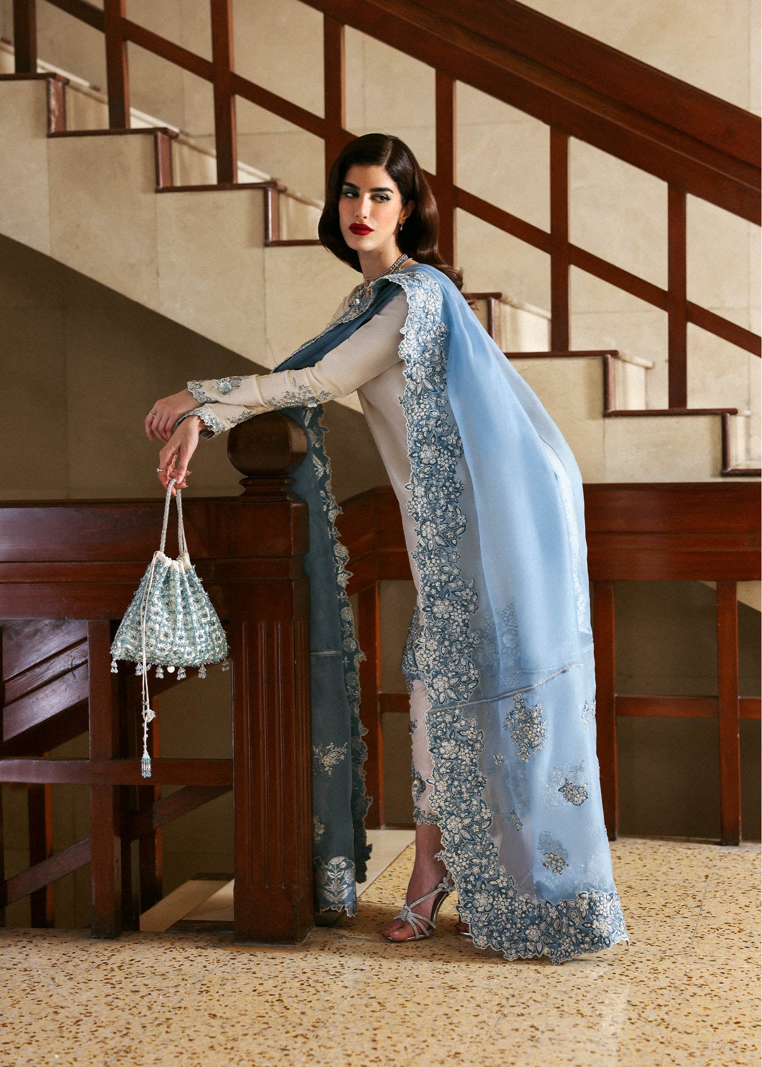 VIRELLE BY HUSSAIN REHAR | ELEGANTLY RAW SILK WITH PREMIUM HAND EMBELLISHED EMBROIDERED WORK WITH EMBROIDERED POTLI | UNSTITCHED 3-PIECE SUIT