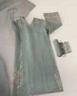 Agha Noor Mint Green Organza Fabric Replica